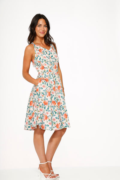 23870 Pink Floral Swing Dress – Orchid Bloom Clothing