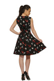 3231 Nellie Dress in Black Sunken Swallows Print