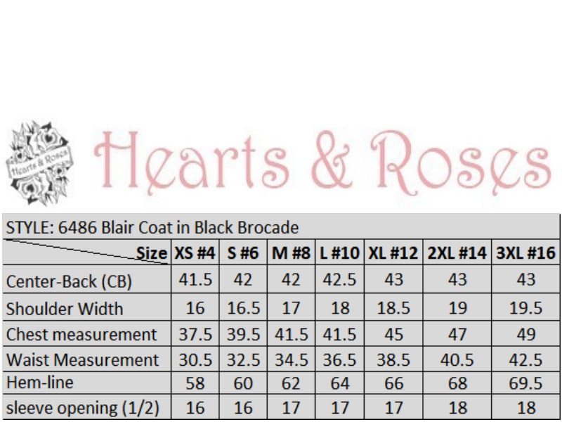 6486 Blair Coat in Black Brocade