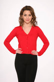0101 Red V Neck Cardigan