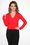 0101 Red V Neck Cardigan