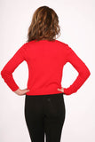 0101 Red V Neck Cardigan