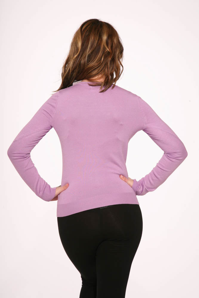 0202 Lavender Crewneck Cardigan