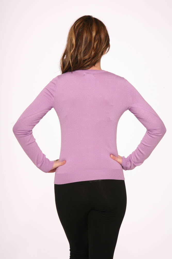 0202 Lavender Crewneck Cardigan