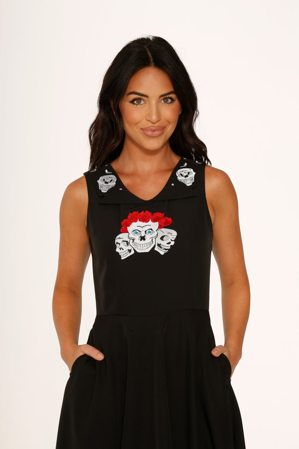 black dress with embroidered red roses Black Dress With Red Roses Embroidery Black Mesh Maxi Dress Red Embroidered Flowers Maxi Dress Black