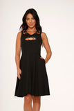 10062 Halloween Pumpking Embriodery Swing Dress