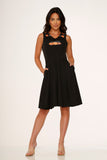 10062 Halloween Pumpking Embriodery Swing Dress