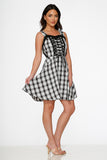 10090 Black White Plaid Swing Dress