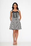 10090 Black White Plaid Swing Dress