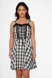 10090 Black White Plaid Swing Dress