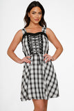 10090 Black White Plaid Swing Dress