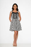 10090 Black White Plaid Swing Dress
