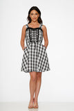 10090 Black White Plaid Swing Dress