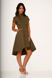 10272 Battalion Olive HiLo Swing Dress