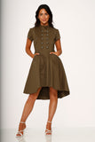 10272 Battalion Olive HiLo Swing Dress