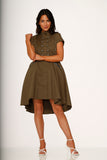 10272 Battalion Olive HiLo Swing Dress