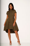 10272 Battalion Olive HiLo Swing Dress