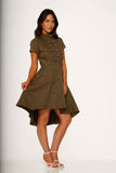 10272 Battalion Olive HiLo Swing Dress