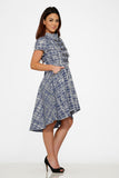 J10274 Blue Jacquard HiLo Dress