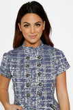 J10274 Blue Jacquard HiLo Dress