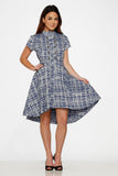 J10274 Blue Jacquard HiLo Dress