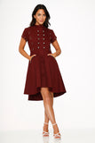 10274 Battalion Burgundy HiLo Swing Dress