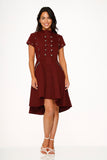 10274 Battalion Burgundy HiLo Swing Dress