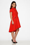 10276 Red Jaquard Battalion Swing Dress