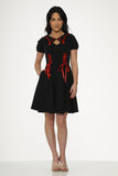 10480 Black Red Trim Gothic Swing Dress