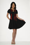 10480 Black Red Trim Gothic Swing Dress