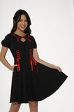10480 Black Red Trim Gothic Swing Dress