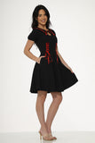 10480 Black Red Trim Gothic Swing Dress