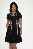 10481 Black White Trim Gothic Swing Dress