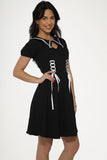 10481 Black White Trim Gothic Swing Dress