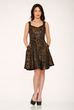 10490 Black Gold Gothic Swing Dress