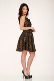 10490 Black Gold Gothic Swing Dress