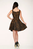 10490 Black Gold Gothic Swing Dress
