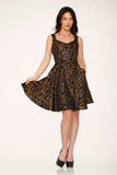 10490 Black Gold Gothic Swing Dress