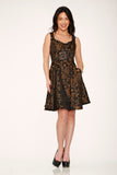 10490 Black Gold Gothic Swing Dress