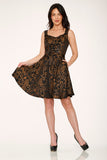 10490 Black Gold Gothic Swing Dress