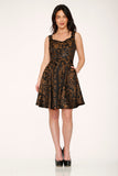 10490 Black Gold Gothic Swing Dress