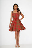 10510 Red Plaid Swing Dress