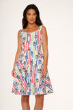10530 White Skulls Rainbow Swing Dress