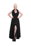 10963 Black Brocade Long Vest