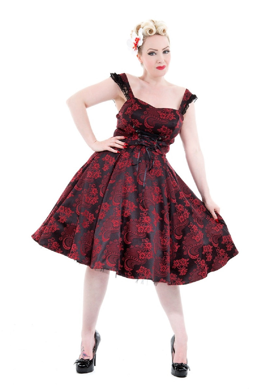 6671 Red Byzantine Swing Dress