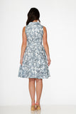 20040 Blue Hawaiian Palm Tree Print Swing Dress