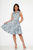 20040 Blue Hawaiian Palm Tree Print Swing Dress