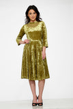 20113 Green Diamond Velvet Swing Dress