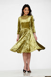 20113 Green Diamond Velvet Swing Dress