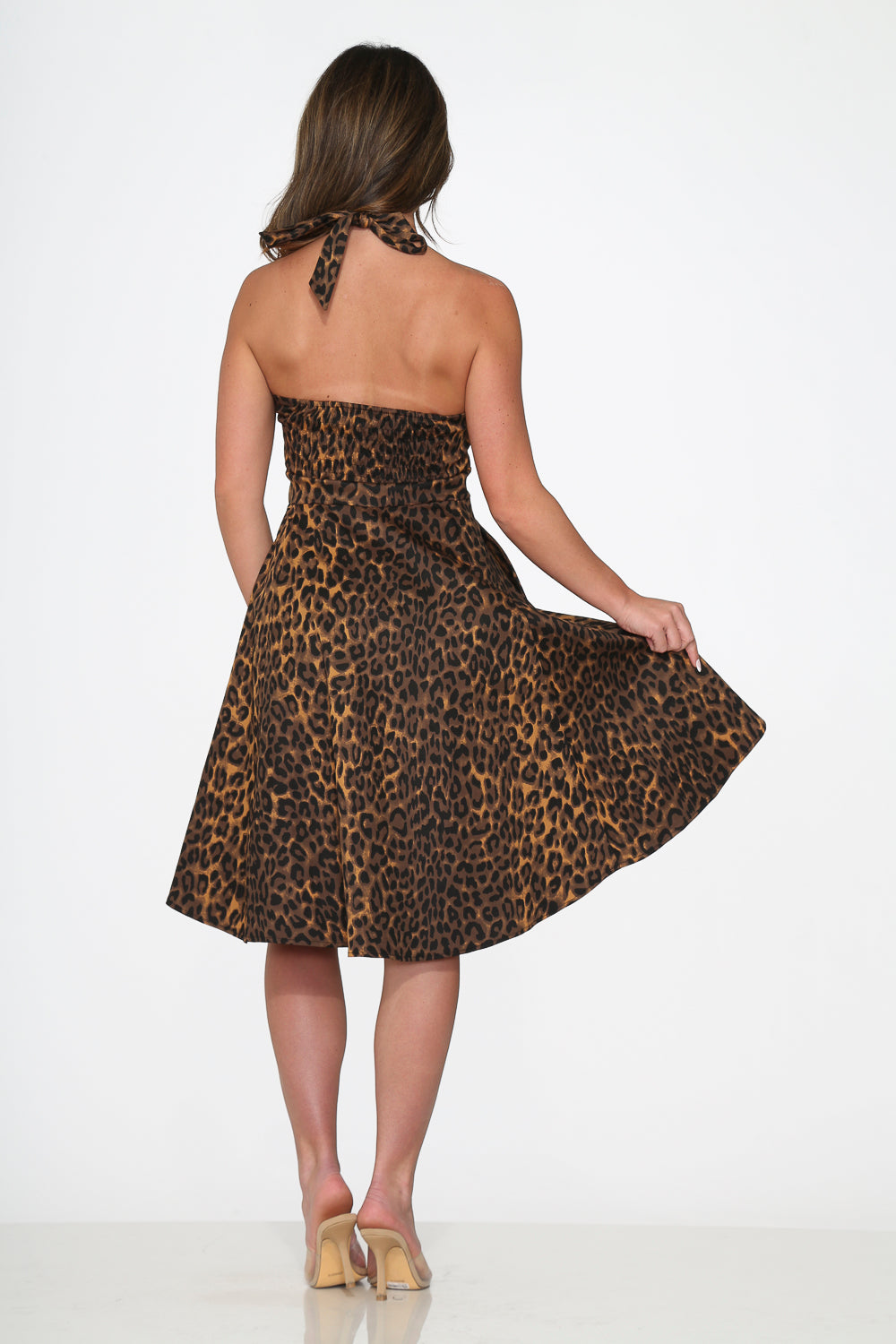 20140 Leopard Halter Swing Dress
